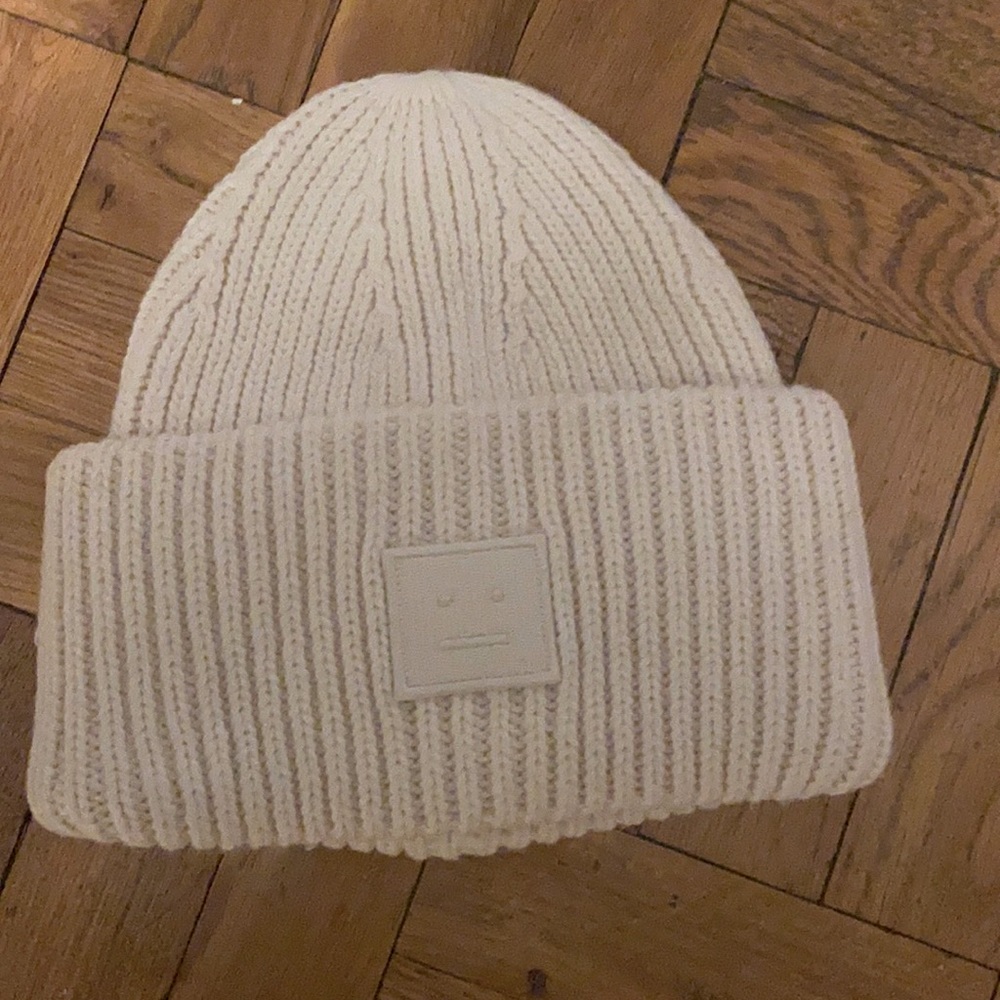 Acne Studios Cream Beanie Hat
